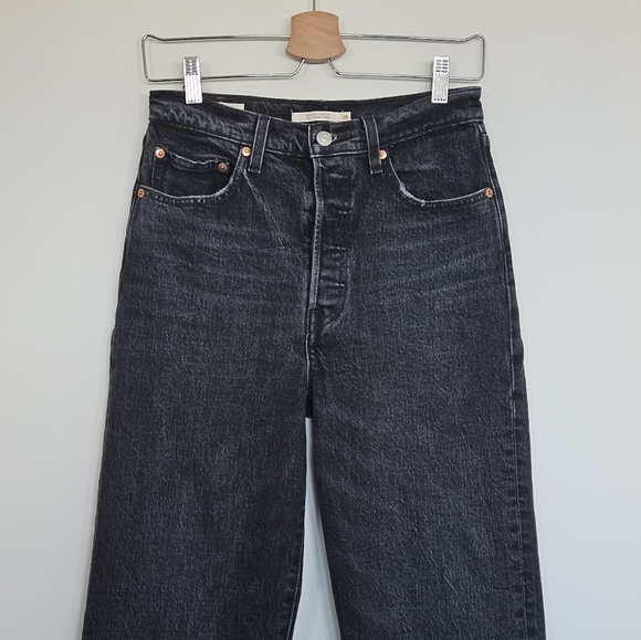 Levi’s Ribcage Straight Ankle Jean Feelin Cagey Black Size 27/28 - Picture 5 of 12